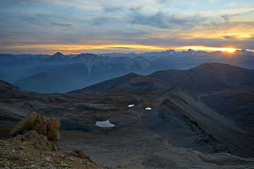 Magic sunset at high altitude