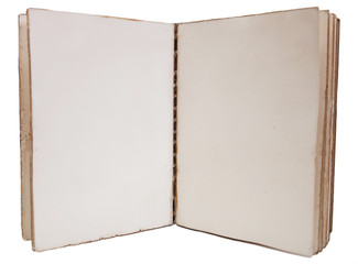 old blank note book on white background