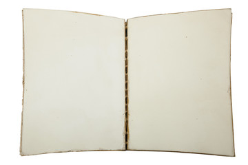 old blank note book on white background