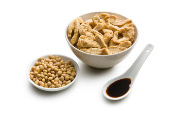 soybeans, soy meat and soy sauce