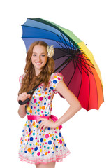 Young girl with colourful umbrella