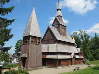 Fototapeta na wymiar Gustav-Adolf Stabkirche in Hahnenklee(Harz)