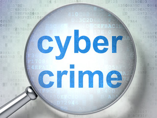 Security concept: Cyber Crime with optical glass