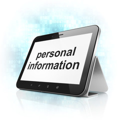 Safety concept: Personal Information on tablet pc computer