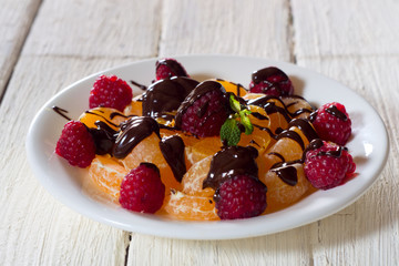 Tangerines and raspberry