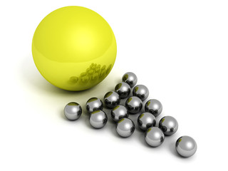 big green sphere leader of team work arrow