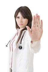 Asian doctor give you reject gesture