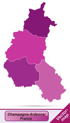 Grenzkarte von Champagne-Ardenne mit Grenzen in Violett