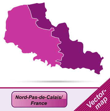 Nord-Pas-de-Calais mit Grenzen in Violett