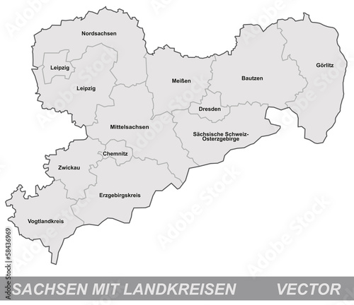 "Inselkarte von Sachsen mit Grenzen in Grau" Stockfotos und lizenzfreie