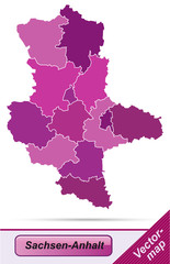 Sachsen-Anhalt mit Grenzen in Violett