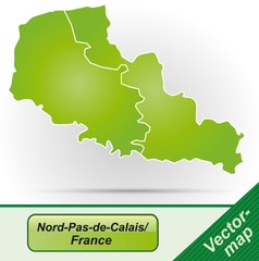 Nord-Pas-de-Calais mit Grenzen in Grün