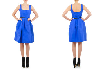 Fashion concept with woman clothing on white