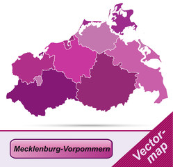 Mecklenburg-Vorpommern mit Grenzen in Violett