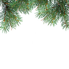 Decorated Christmas tree on white background