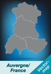 Auvergne mit Grenzen in leuchtend grau