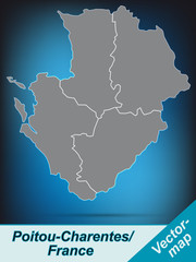 Obraz premium Poitou-Charentes mit Grenzen in leuchtend grau