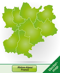 Rhrône-Alpes mit Grenzen in Grün