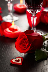 place setting for Valentine's day