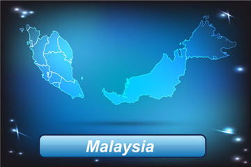 Malaysia mit Grenzen in leuchtend einfarbig