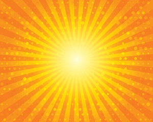 Fototapeta premium Sun Sunburst Pattern with circles. Orange sky.