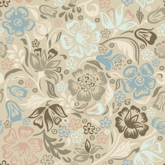 Vector floral colorful pattern in pastel colors
