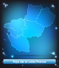 Obraz premium Pays-de-la-Loire mit Grenzen leuchtend
