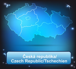 Tschechien mit Grenzen in leuchtend einfarbig