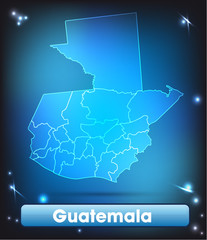 Guatemala mit Grenzen in leuchtend einfarbig