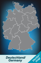 Deutschland mit Grenzen in leuchtend grau