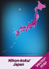 Japan mit Grenzen in Violett