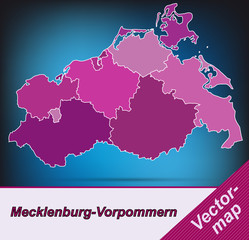 Mecklenburg-Vorpommern mit Grenzen in Violett