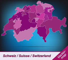 Schweiz mit Grenzen in Violett