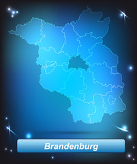 Brandenburg mit Grenzen in leuchtend einfarbig