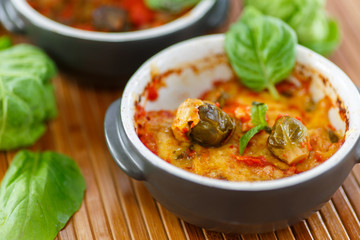Brussels sprouts baked in tomato sauce
