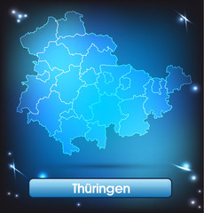 Thueringen mit Grenzen in leuchtend einfarbig