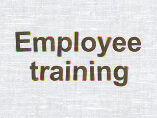 Fototapeta na wymiar Education concept: Employee Training on fabric background