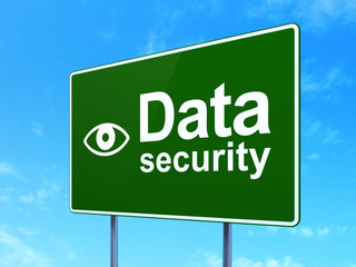 Protection concept: Data Security and Eye on road sign