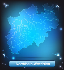 Nordrhein-Westfalen mit Grenzen