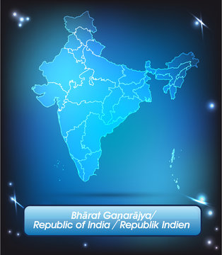 Indien mit Grenzen in leuchtend einfarbig