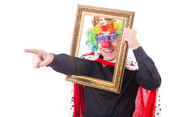 Fototapeta premium Businessman with crown isolated on white