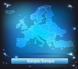 Europa mit Grenzen in leuchtend einfarbig