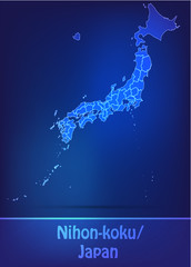 Japan mit Grenzen in einfarbig Scribble