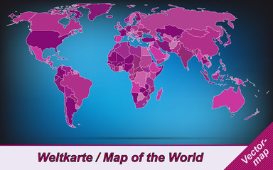 Weltkarte mit Grenzen in Violett