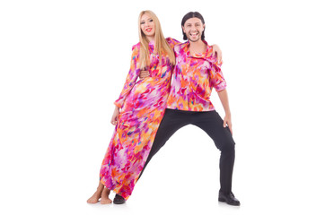 Pair dancing isolated on the white