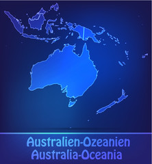 Australien-Ozeanien mit Grenzen als Scribble