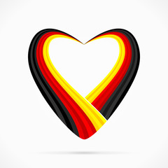 Abstract black red yellow heart ribbon flag
