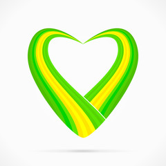 Abstract green yellow green heart ribbon flag