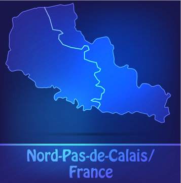 Nord-Pas-de-Calais mit Grenzen als Scribble
