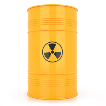 Yellow Barrel With Radioactive Waste